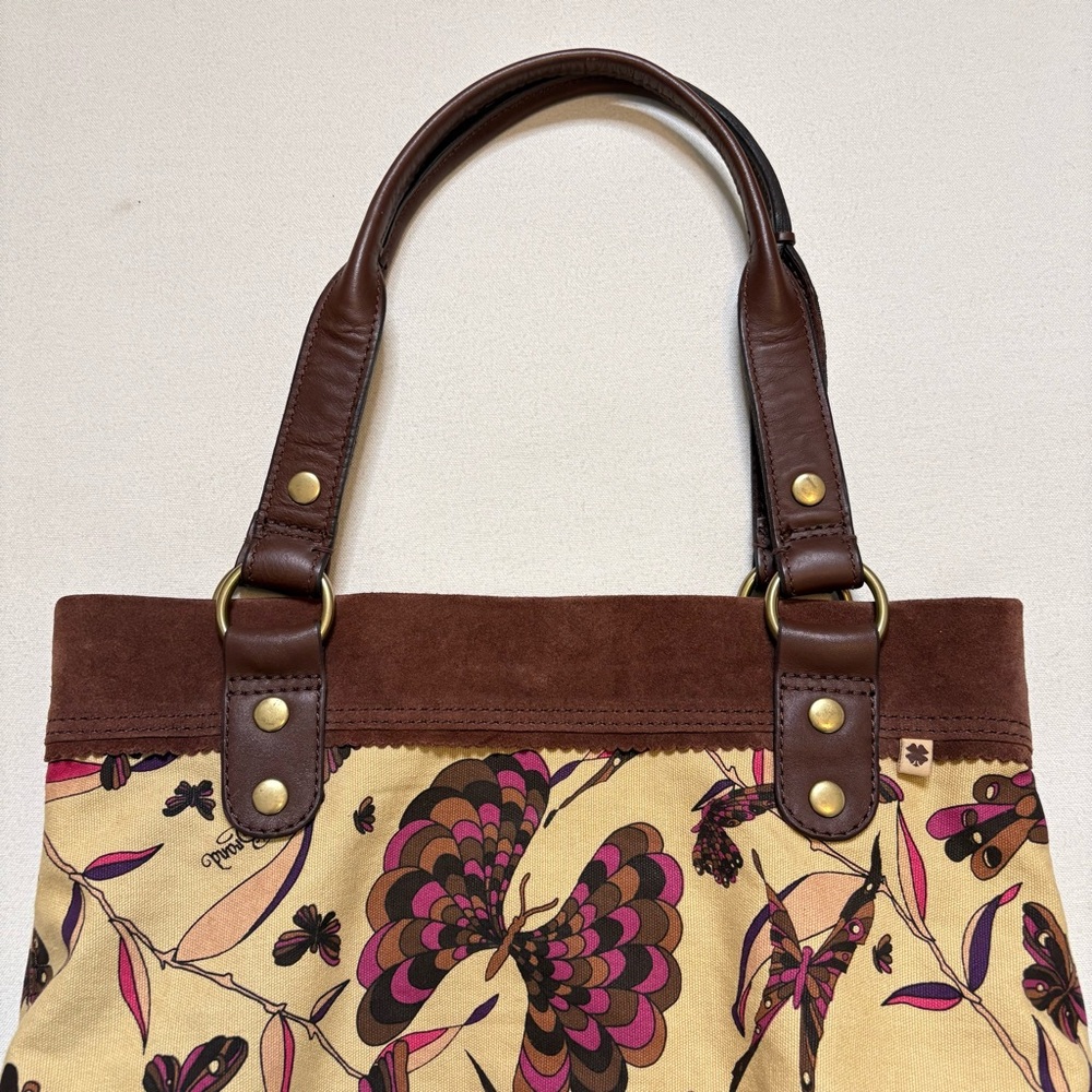 Lucky Brand Trippin Out Butterfly Multi Canvas Suede Tote Bag. - Picture 6 of 16